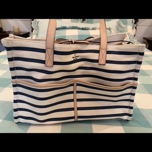 Kate Spade- canvas navy stripe tote/hand bag